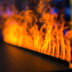 a close up view of gas fireplace flames